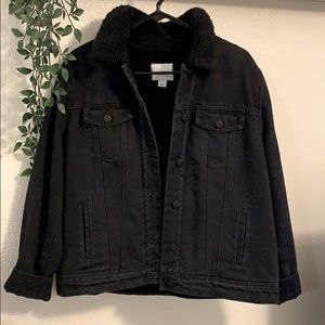 Faux fur-lined Black Denim Jacket
